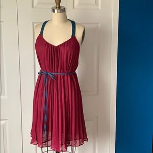 Pleated Cocktail Dress, Open Back